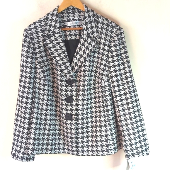 Kasper Plus Size Houndstooth Jacquard Jacket 20 - Picture 2 of 16